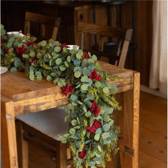 6FT Christmas 144 Branch Tips Cedar Garlands, Anna's Whimsy Artificial Pine - Picture 5 of 7
